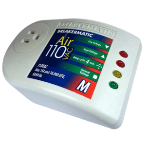 PIN110-M00ING Air 110 M - Protector Electrónico enchufable para Aires Acondicionados y Equipos de Refrigeración con Voltaje Ajustable  y suiche ON-OFF  120V 15A  NEMA5-15 (Edición Inglés)